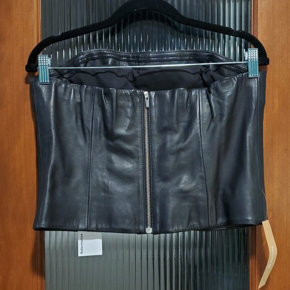 NWT Reformation X Veda Madison Leather Top, Size 8 - Picture 4 of 13
